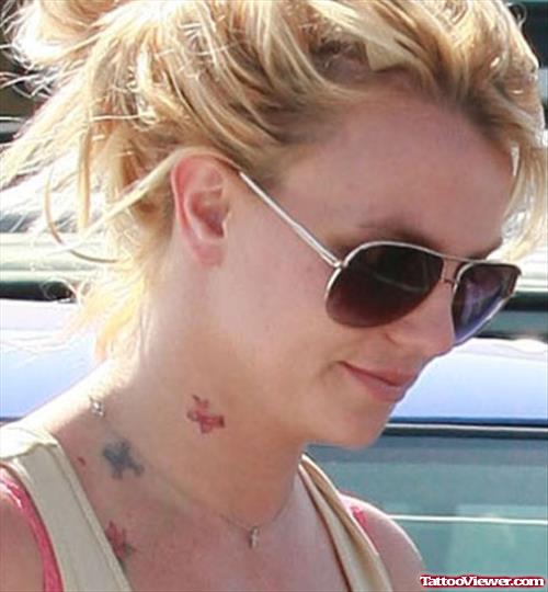 Britney Spears Side Neck Tattoo