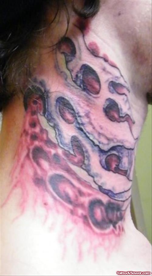 Biomechanical Side Neck Tattoo