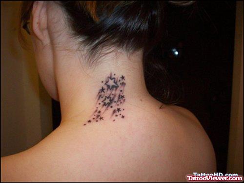 Attractive Stars Back Neck Tattoo For Girls