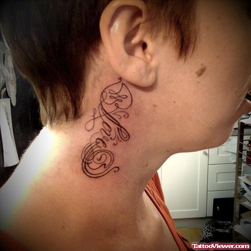 Love Side Neck Tattoo For Girls