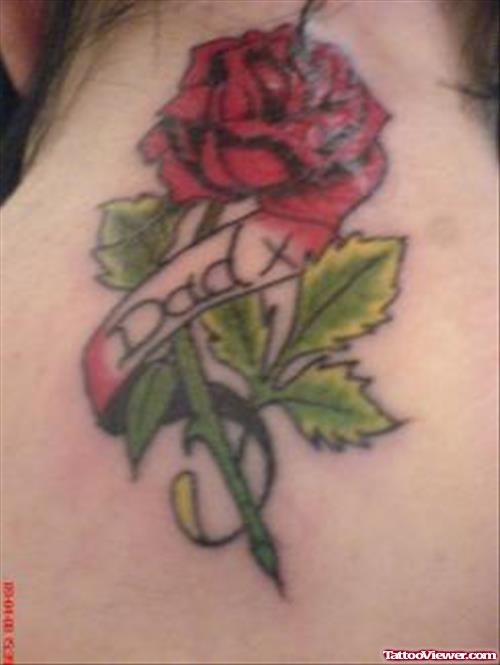 Dad memorial Rose Neck Tattoo