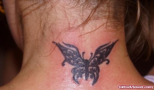Butterfly Back Neck Tattoo