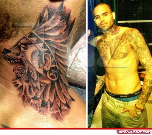 Beautiful Chris Brown Neck Tattoo