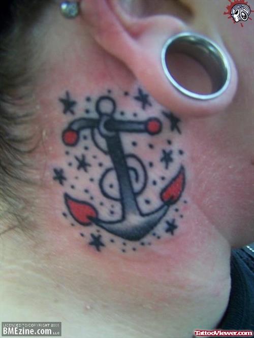 Anchor Neck Tattoo For Girls