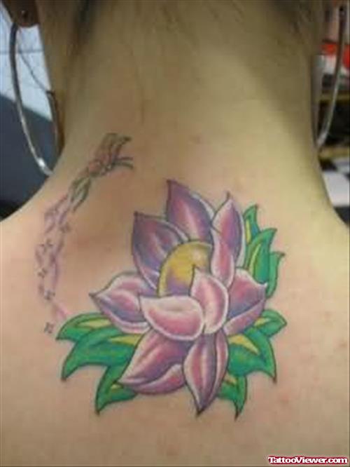 Lotus Flower Tattoo On Neck