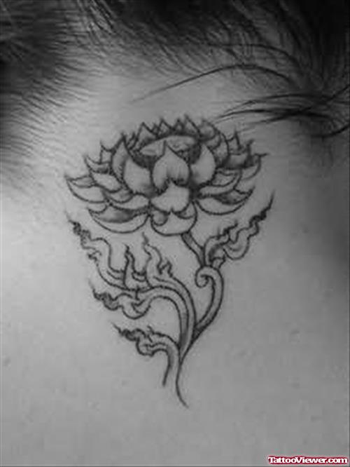 Lotus Tattoo On Neck