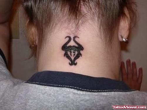 Cool Zodiac Tattoo On Neck