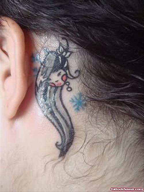 Ladyfinger Tattoo On Neck