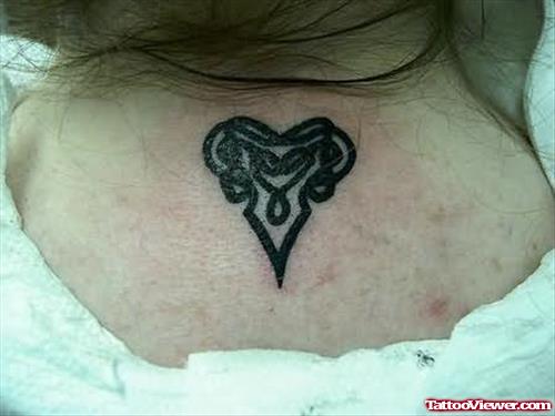 Love Black Ink Tattoo On Neck