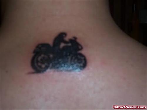Bike Rider Tattoo On Neck
