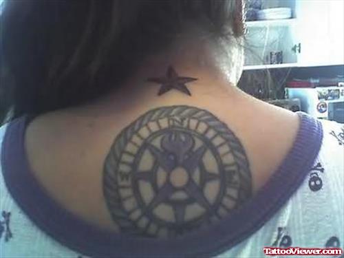 Stars Tattoos On Back Neck