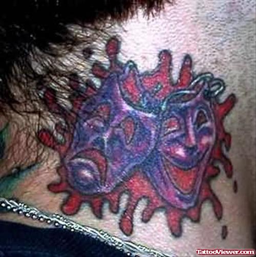 Awesome Coloured Neck Tattoo