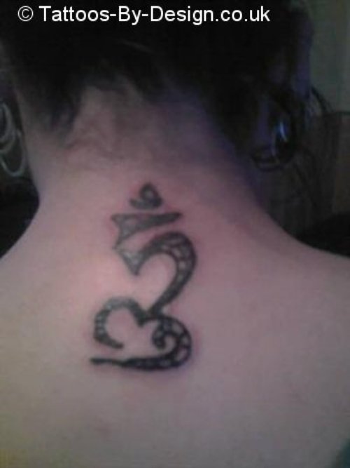 Religious Symbol Back Neck Tattoo