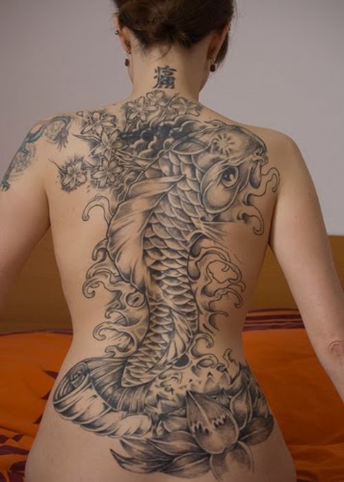 Japanese Tiger Back Neck Tattoo
