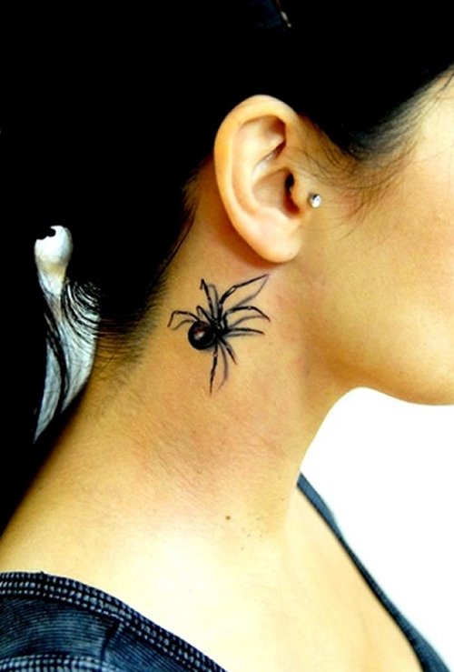 Spider Side Neck Tattoo
