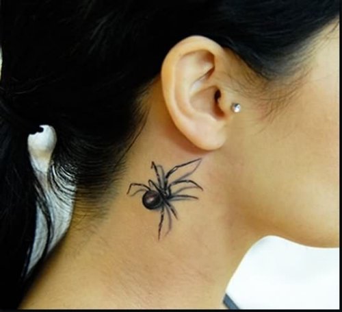 Spider Neck Tattoos For Girls