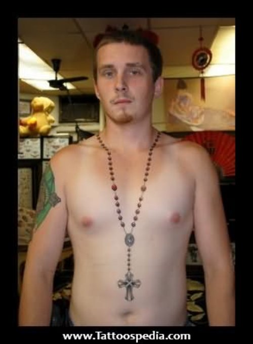 Rosary Beads Necklace Tattoo For Men
