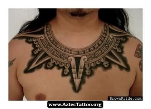 Aztec Necklace Tattoo Around Neck