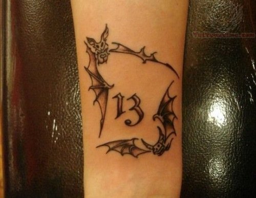 Bat Number Tattoo