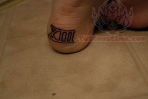 Thirteen Number Tattoo On Heel