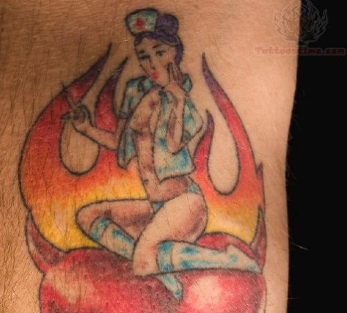 Nurse And Sacred Heart Tattoo