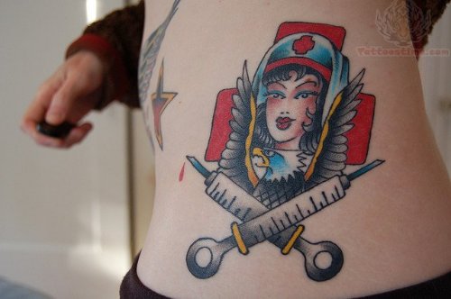 Syringes And Nurse Tattoo