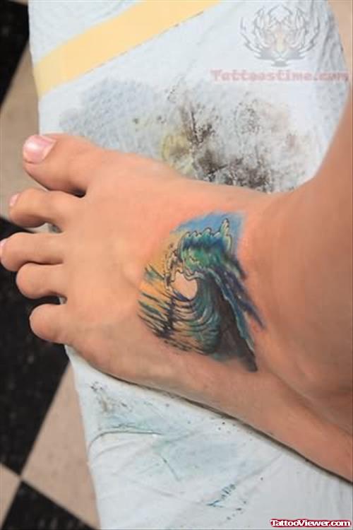 Ocean Tattoo On Foot
