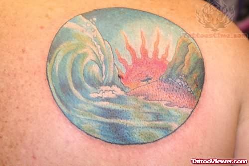 Ocean Tattoo On Back