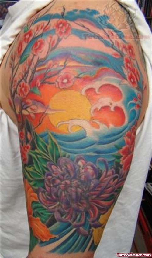 Ocean Half Sleeve Tattoo