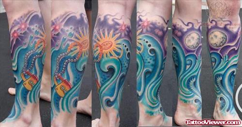 Bio Ocean Leg Tattoo