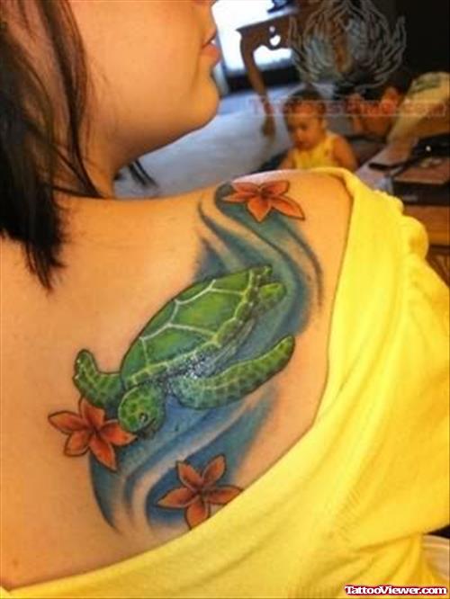 Ocean Turtle Tattoo On Back