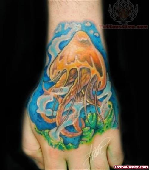 Ocean Tattoo On Hand