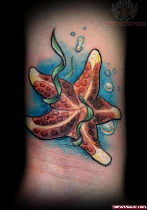 StarFish In Ocean Tattoo
