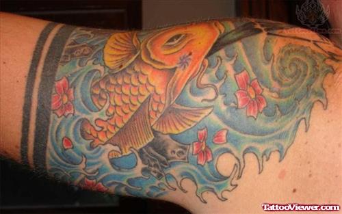Koi Fish In Ocean Tattoo