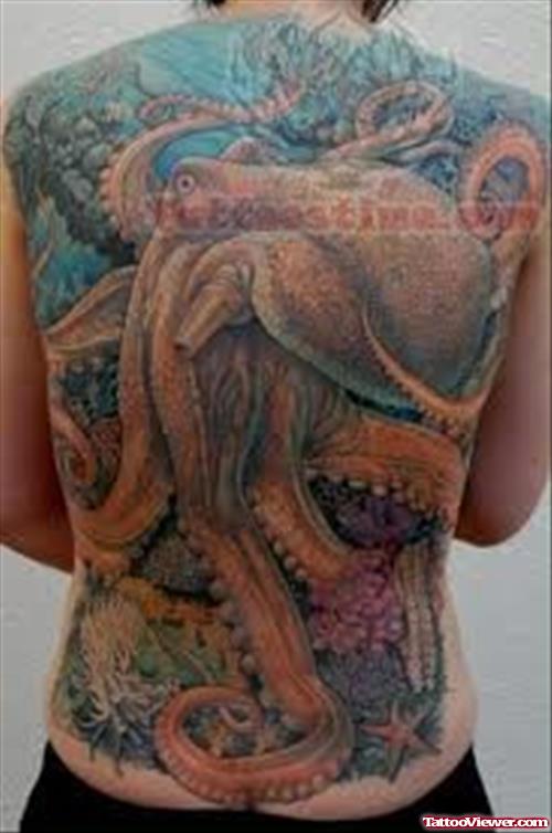 Octopus Tattoo On Back Body