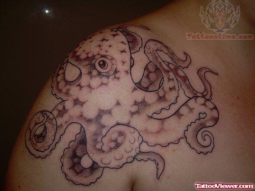 Octopus Outline Tattoo On Upper Shoulder