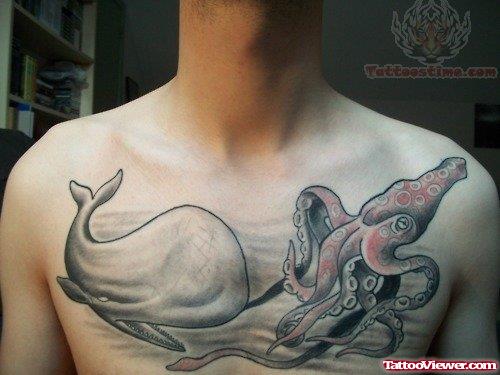 Octopus And White Whale Tattoo