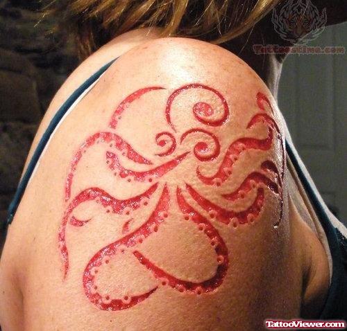 Scarification Octopus Tattoo On Shoulder