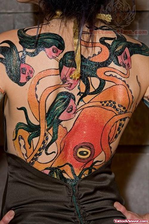 Octopus Tattoo On Girl Back