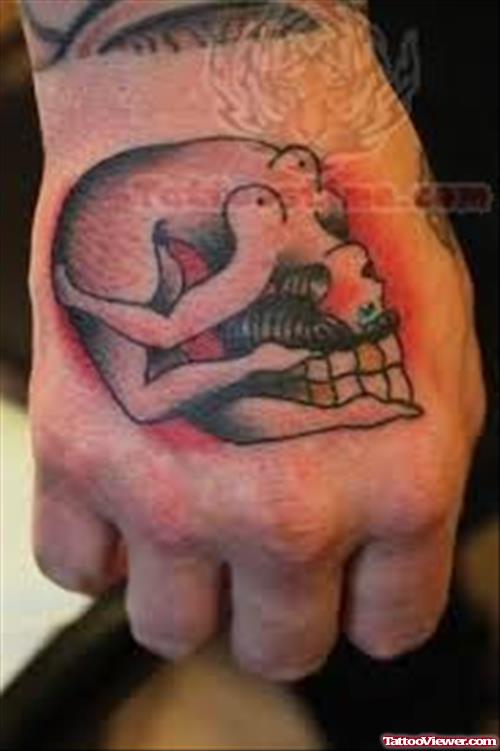Old School Skull Tattoo On Hand
