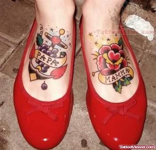 Old School Tattoo On Foot
