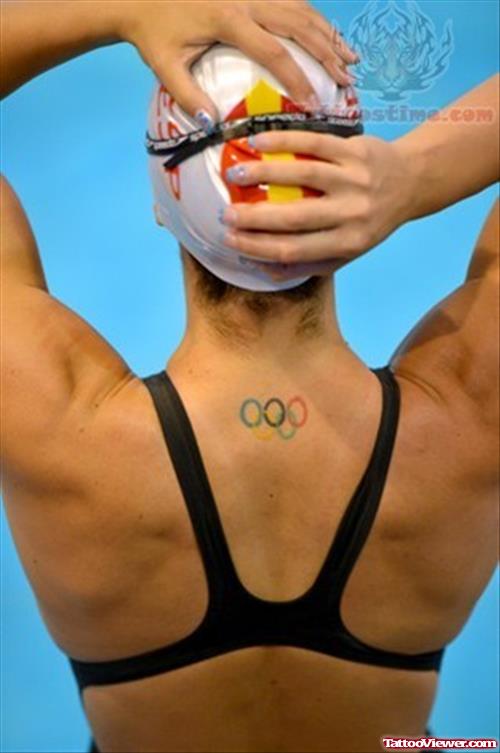 Olympic Tattoo On Back Nape