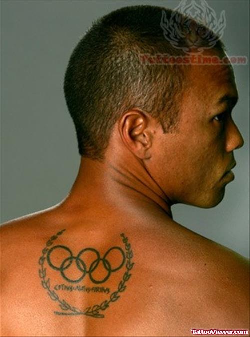 Upper Back Olympic Rings Tattoo