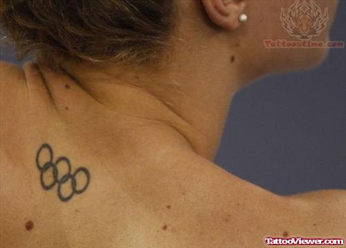 Olympic Black Rings Tattoo On Back