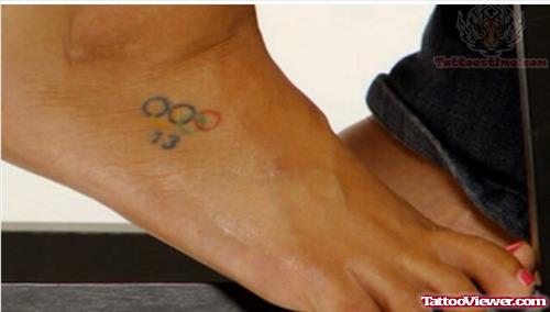 Olympic Rings Color Tattoo On Foot