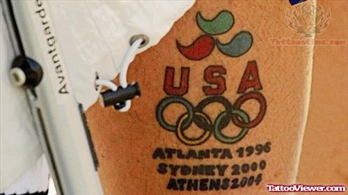 USA Olympic Tattoo On Leg