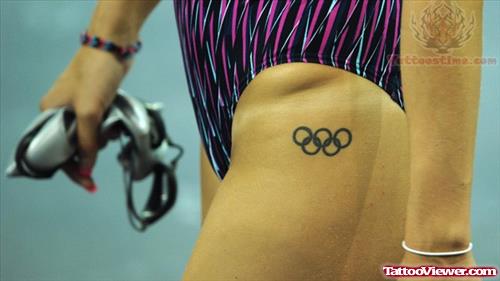 Olympic Tattoo On Girl Thigh