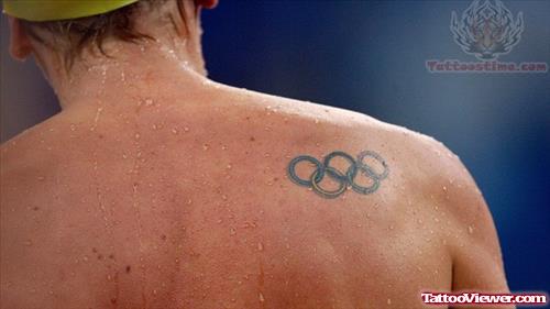 Olympic Tattoo On Back Shoulder For Men