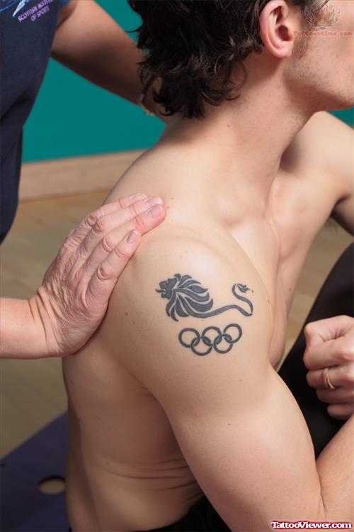 Olympic Tattoo On Upper Shoulder