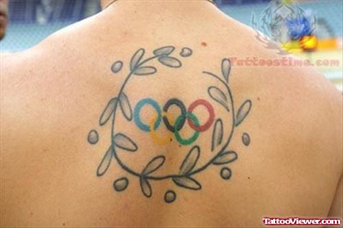 Color Ink Olympic Tattoo On Back